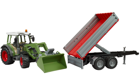 Bruder 02182 Fendt Vario 211 with Frontloader & Tipping Trailer