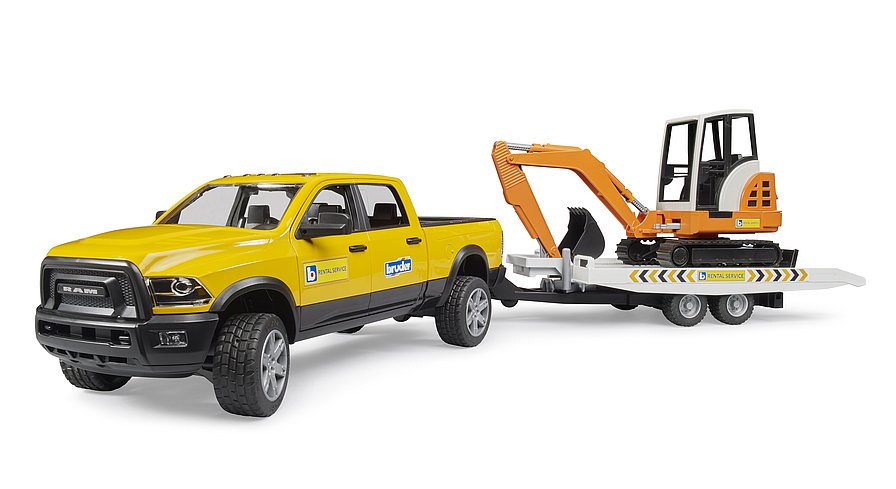 Bruder 02546 Ram 2500 Power Wagon Rental Services with Trailer & Mini Excavator