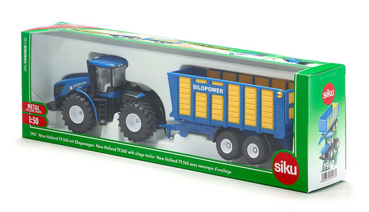Siku 1947 New Holland Tractor with Silage Trailer