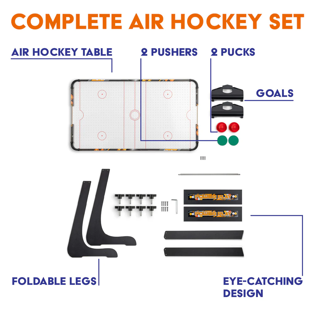 Power Play - 3Ft Air Hockey Table with Folding Legs