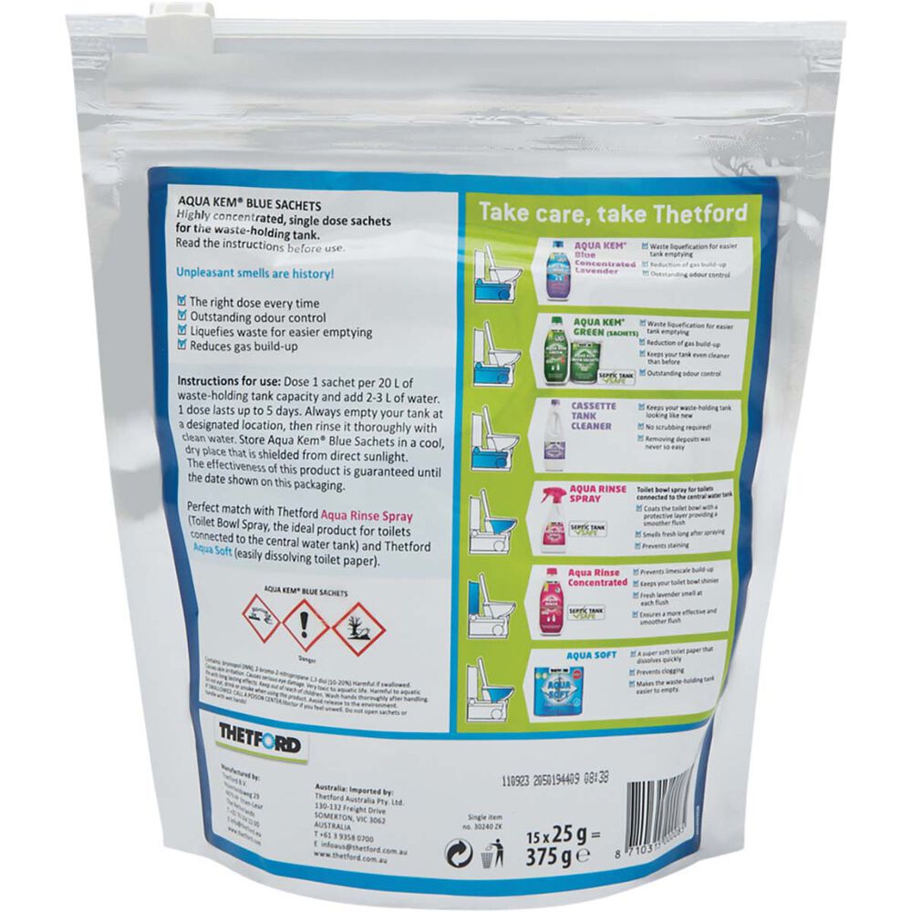 Toilet Chemical Aqua Kem Blue Sachets - 15pk