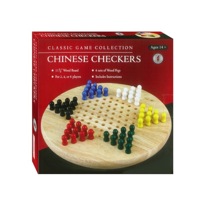 Classic Games Collection - Wood Chinees Checkers with Wood Pegs
