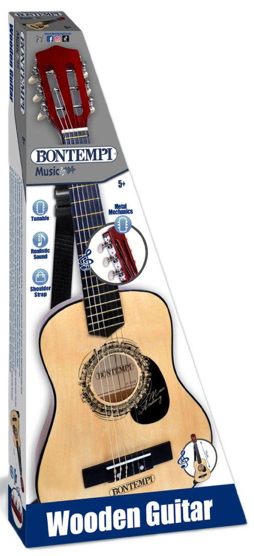 Bontempi Wooden Guitar 75cm with Shoulder Strap