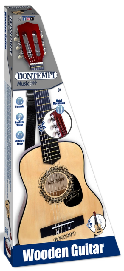 Bontempi Wooden Guitar 75cm with Shoulder Strap
