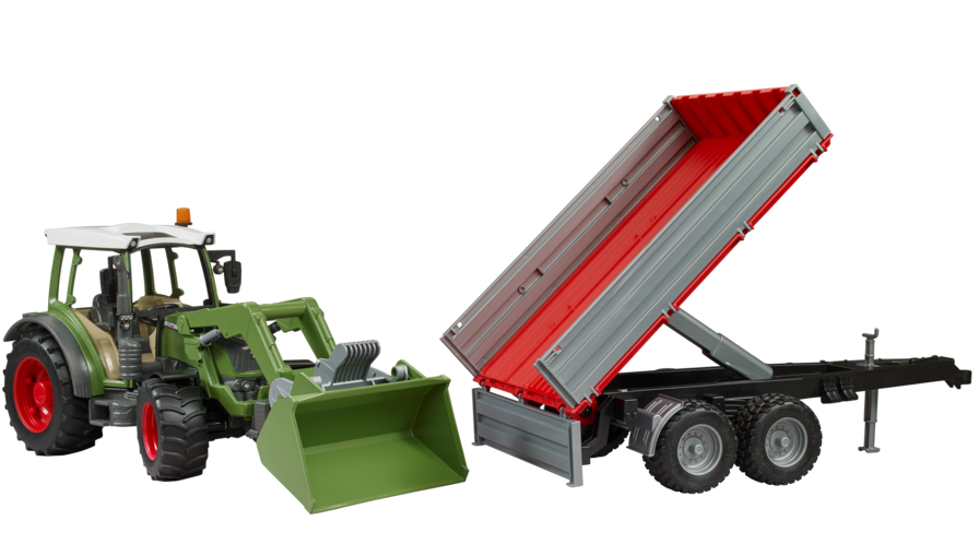 Bruder 02182 Fendt Vario 211 with Frontloader & Tipping Trailer