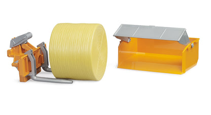Bruder 02353 Tractor Loading Box with Forks & 1 Round Bale