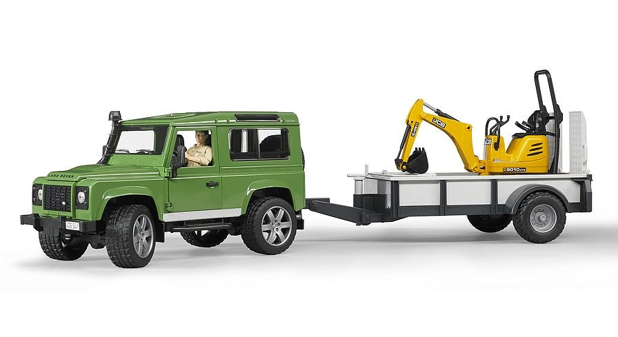 Bruder 02593 Land Rover Defender with Trailer, JCB Excavator & Man