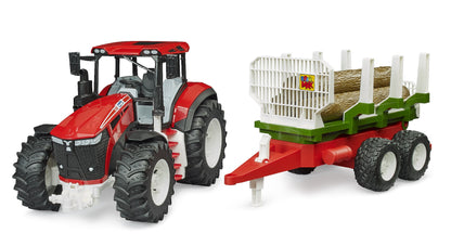 Bruder 03453 Roadmax Tractor with Forestry Trailer & 3 Logs