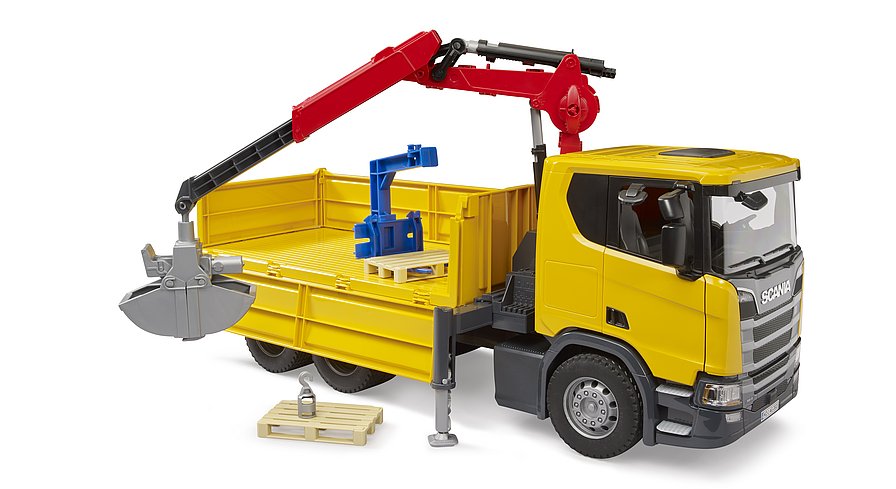 Bruder 03551 Scania Super 560R Truck with crane and 2 Pallets