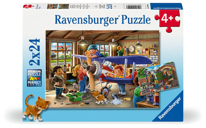 Jigsaw 2 x 24pc - Ravensburger - Airplane and Train Repairs