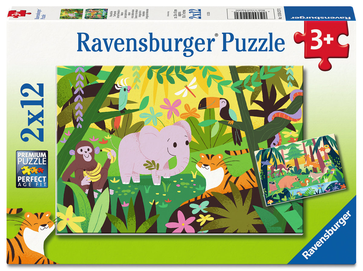 Jigsaw 2 x 12pc - Ravensburger - Animal Froends in Nature