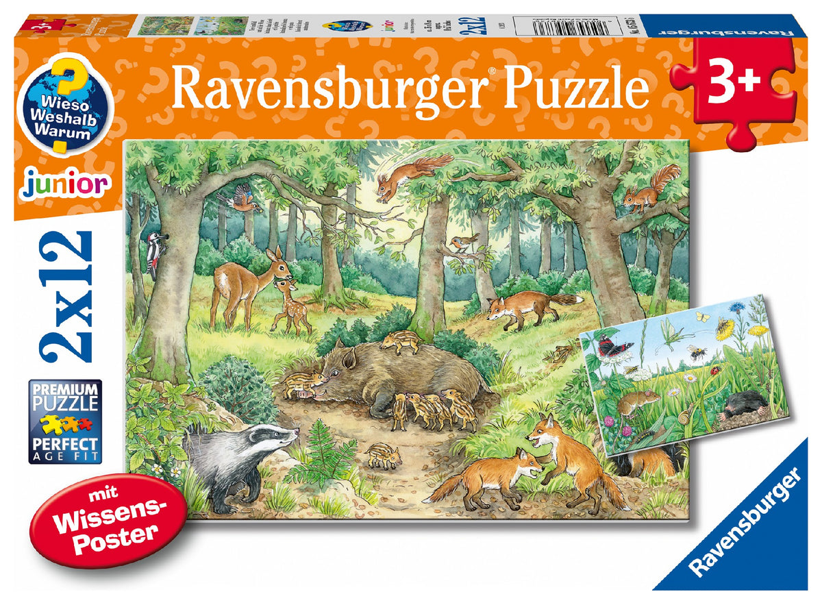 Jigsaw 2 x 12pc - Ravensburger - Animals in the Forestand Meadow