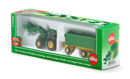 Siku 1843 John Deere with Front Loader and Trailer