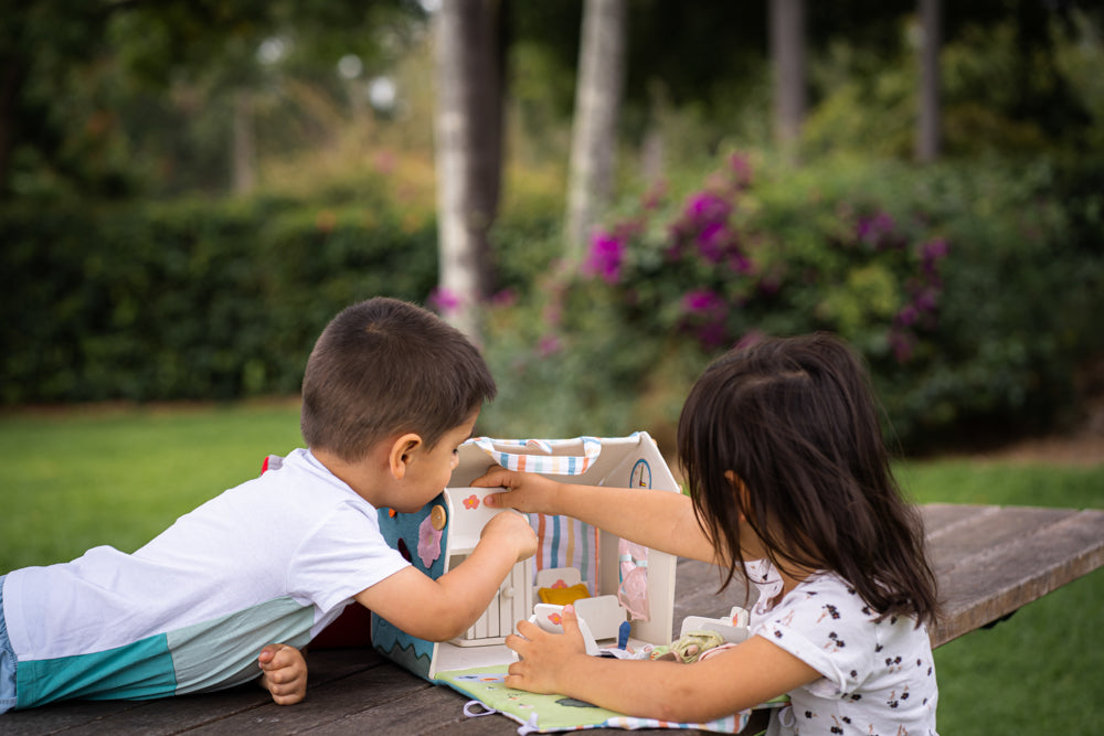 Doll House with Wooden Furniture and Doll 