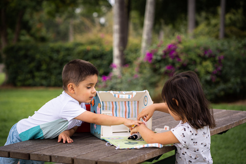Doll House with Wooden Furniture and Doll 