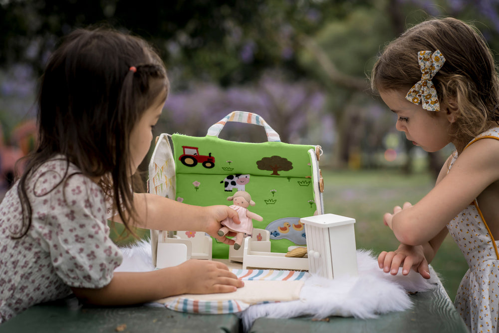 Doll House with Wooden Furniture and Doll 
