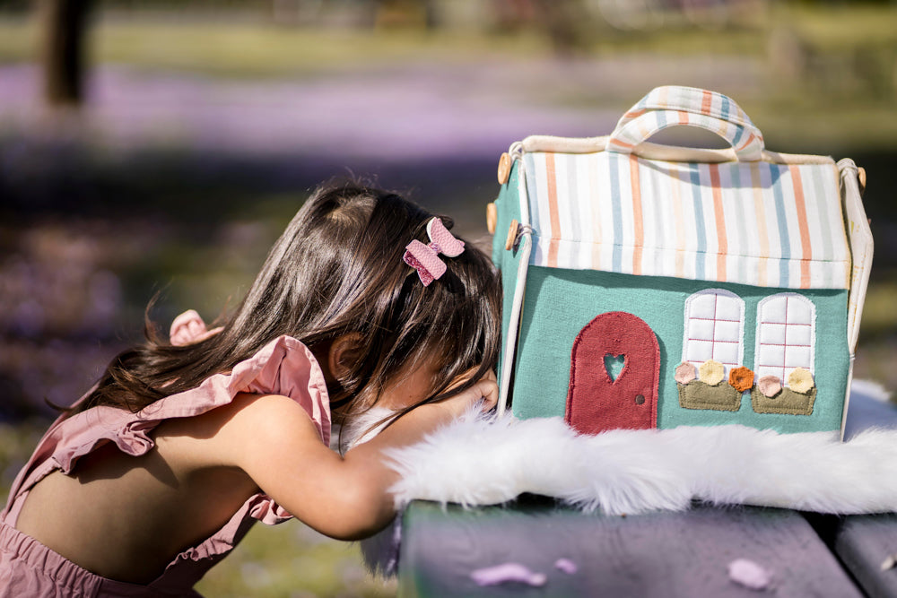 Doll House with Wooden Furniture and Doll 