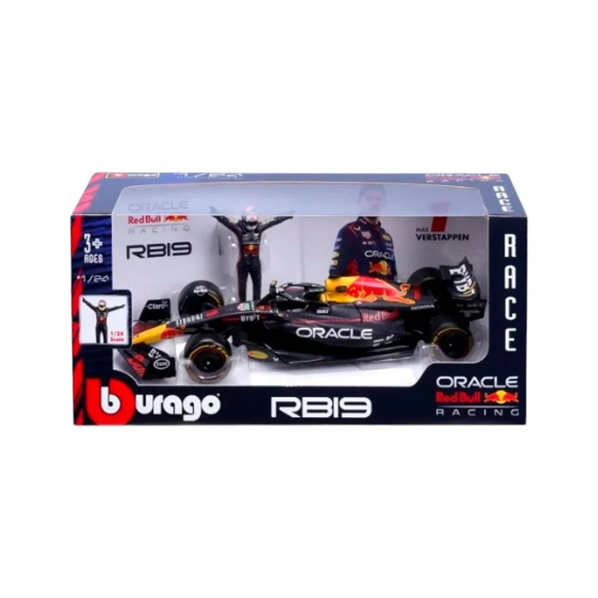 Bburago F1 1:24 with Figurine 2025 Red Bull Racing RB19 with Verstappen #1 Figurine in WB