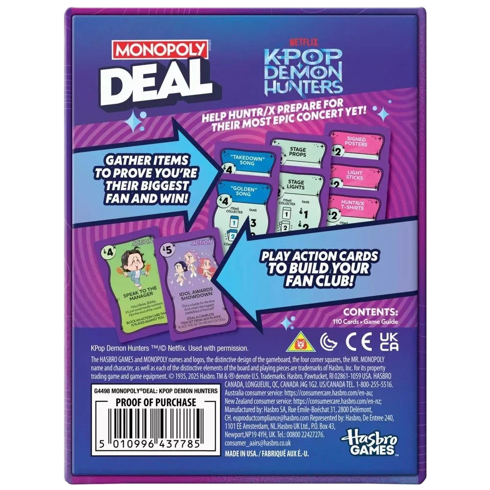 Monopoly Deal K-Pop Demon Hunt Card Game