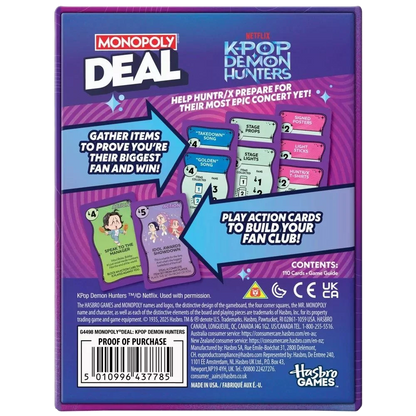 Monopoly Deal K-Pop Demon Hunt Card Game