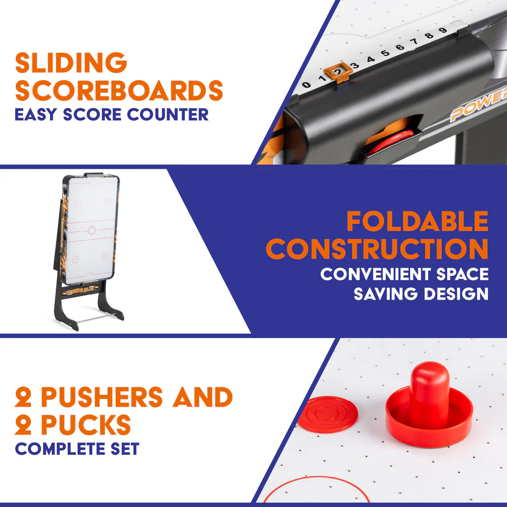 Power Play - 3Ft Air Hockey Table with Folding Legs