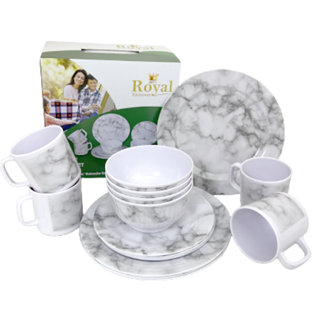 Melamine Set 16 Piece Royal - Marble 