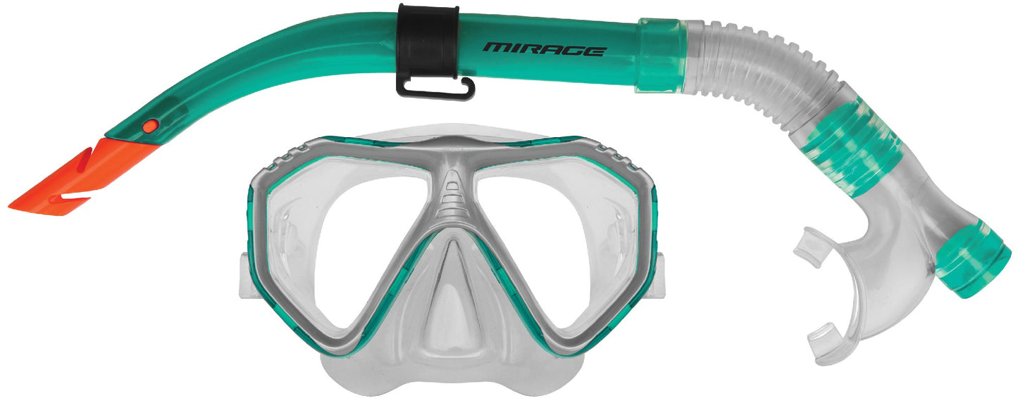 Caribbean Silitex Mask and Snorkel Adult Set [Clr:Green]