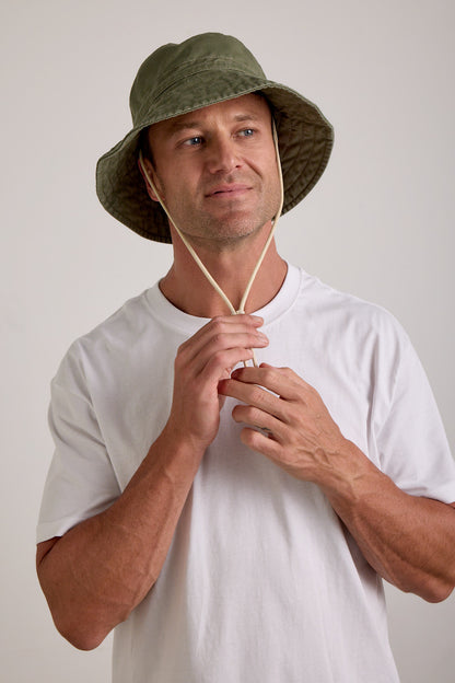 Avenel Kai - Washed Cotton Bucket Hat [sz:Large Clr:Eucalyptus]