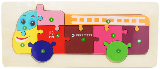 Wooden Puzzle - Fire Engine
