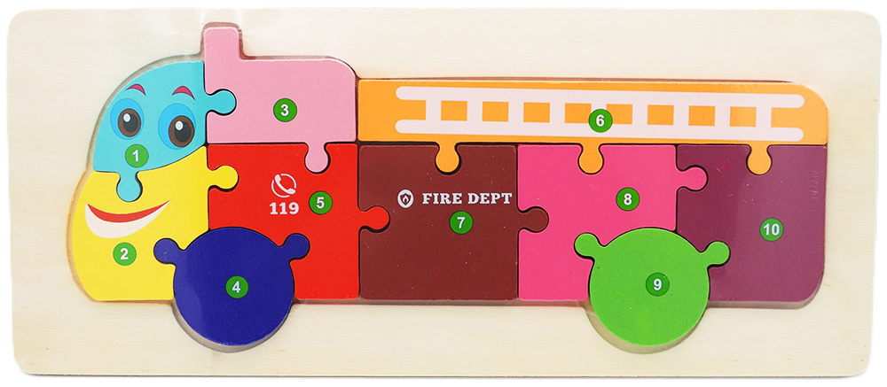 Wooden Puzzle - Fire Engine