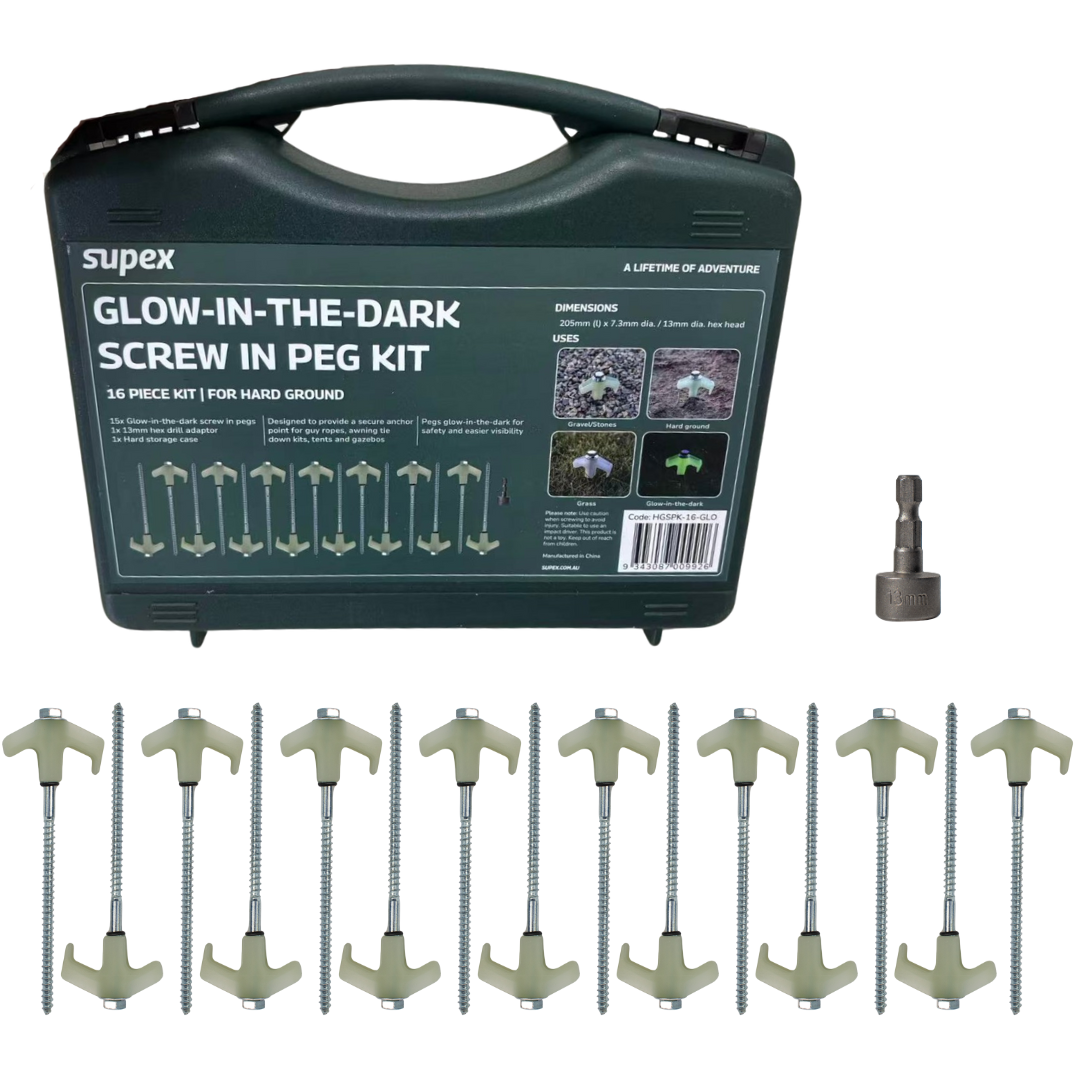 Supex Screw in Peg - Glow in the Dark Kit 16pi