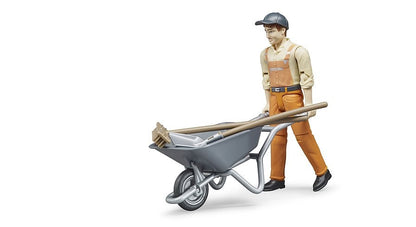 Bruder 62130 Municiple Worker Figure Set with Barrow & Tools